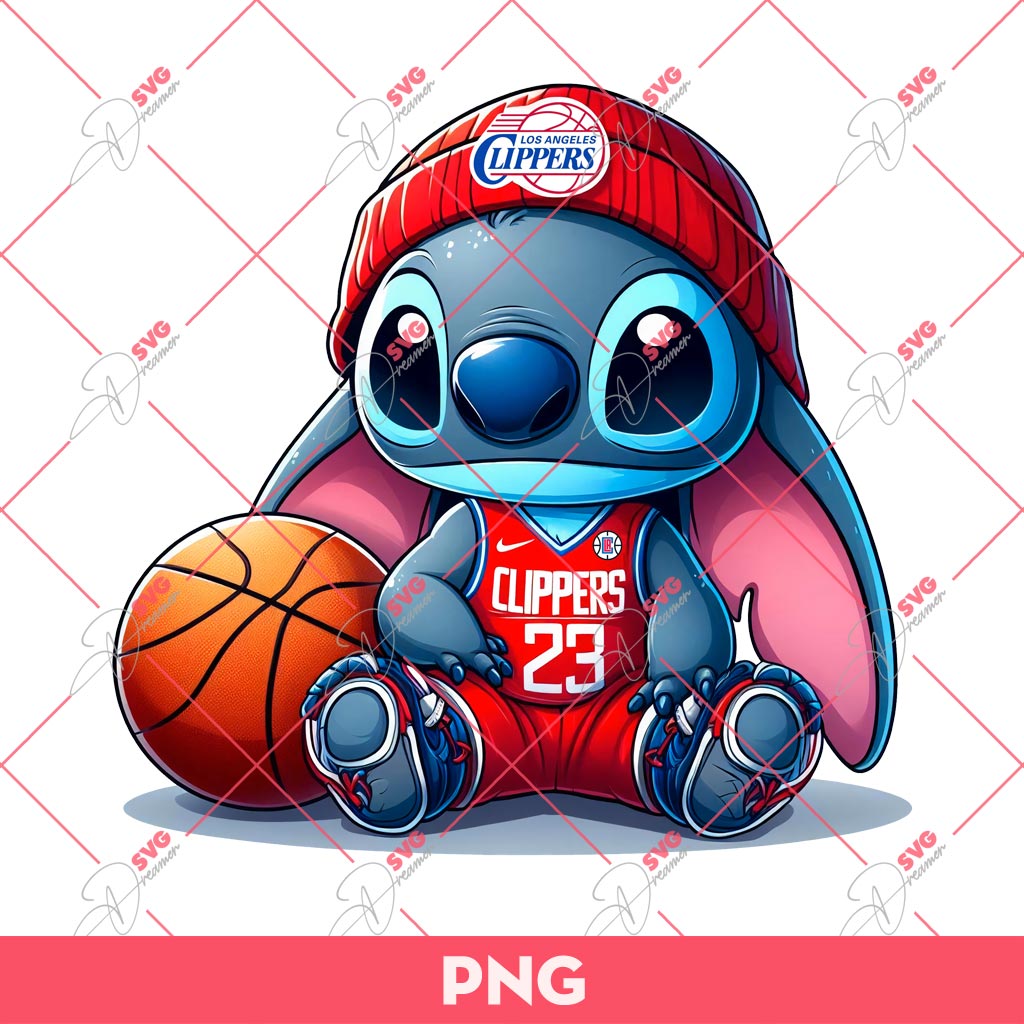 Stitch Los Angeles Clippers PNG, Stitch NBA Clippers PNG, Stitch Basketball PNG