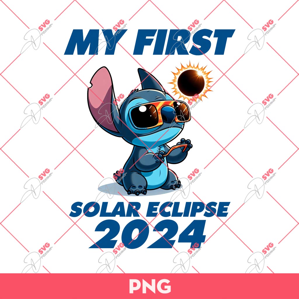 Stitch My First Solar Eclipse PNG, Solar Eclipse 2024 PNG, Total Solar Eclipse April 8th 2024 PNG