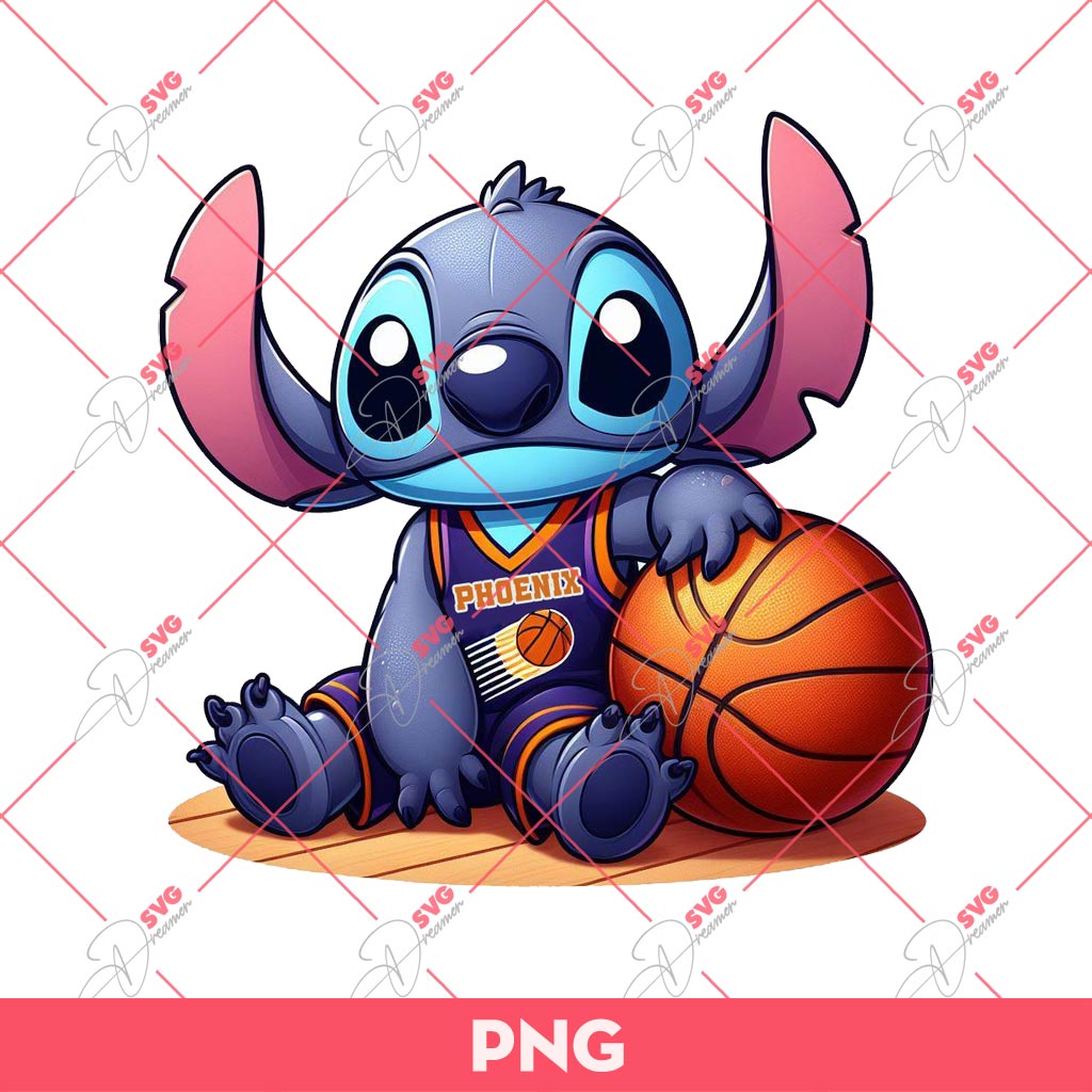 Stitch Phoenix Suns PNG, Stitch Basketball PNG, Stitch NBA Phoenix Suns Basketball PNG