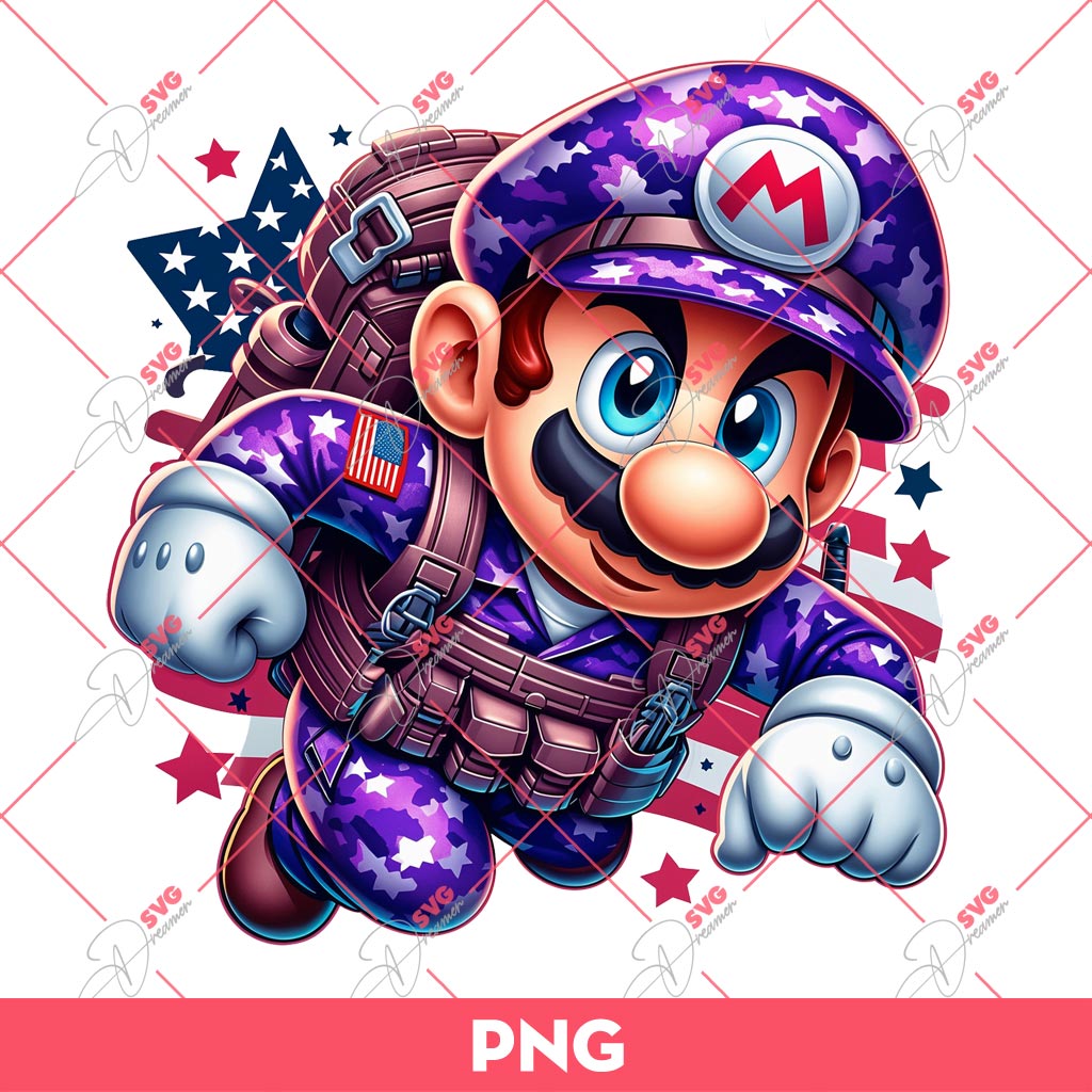 Super Mario Military PNG, Military Child Month PNG, Proud Military PNG