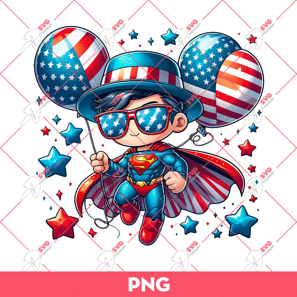 Superman 04th Of July PNG, Superhero Independence Day PNG