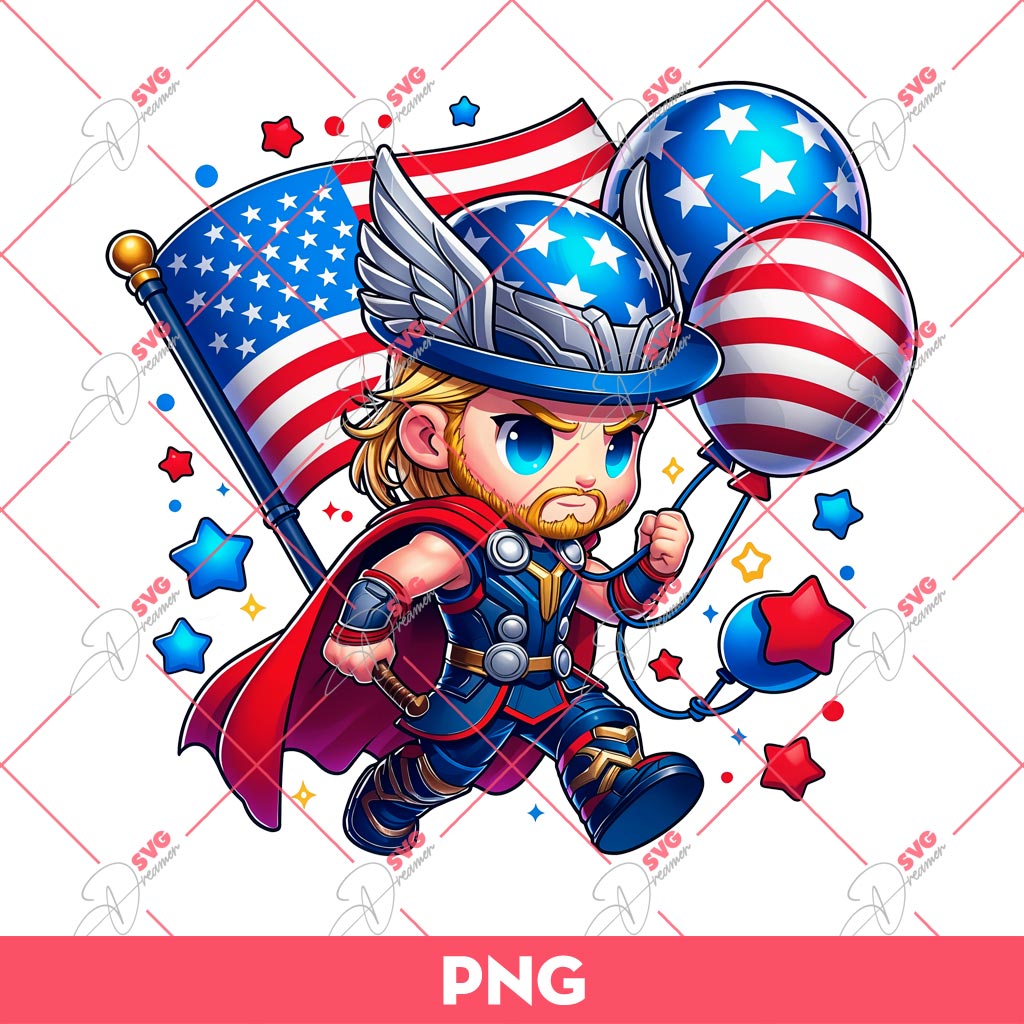 Thor 04th Of July PNG, Avengers Superhero Independence Day PNG