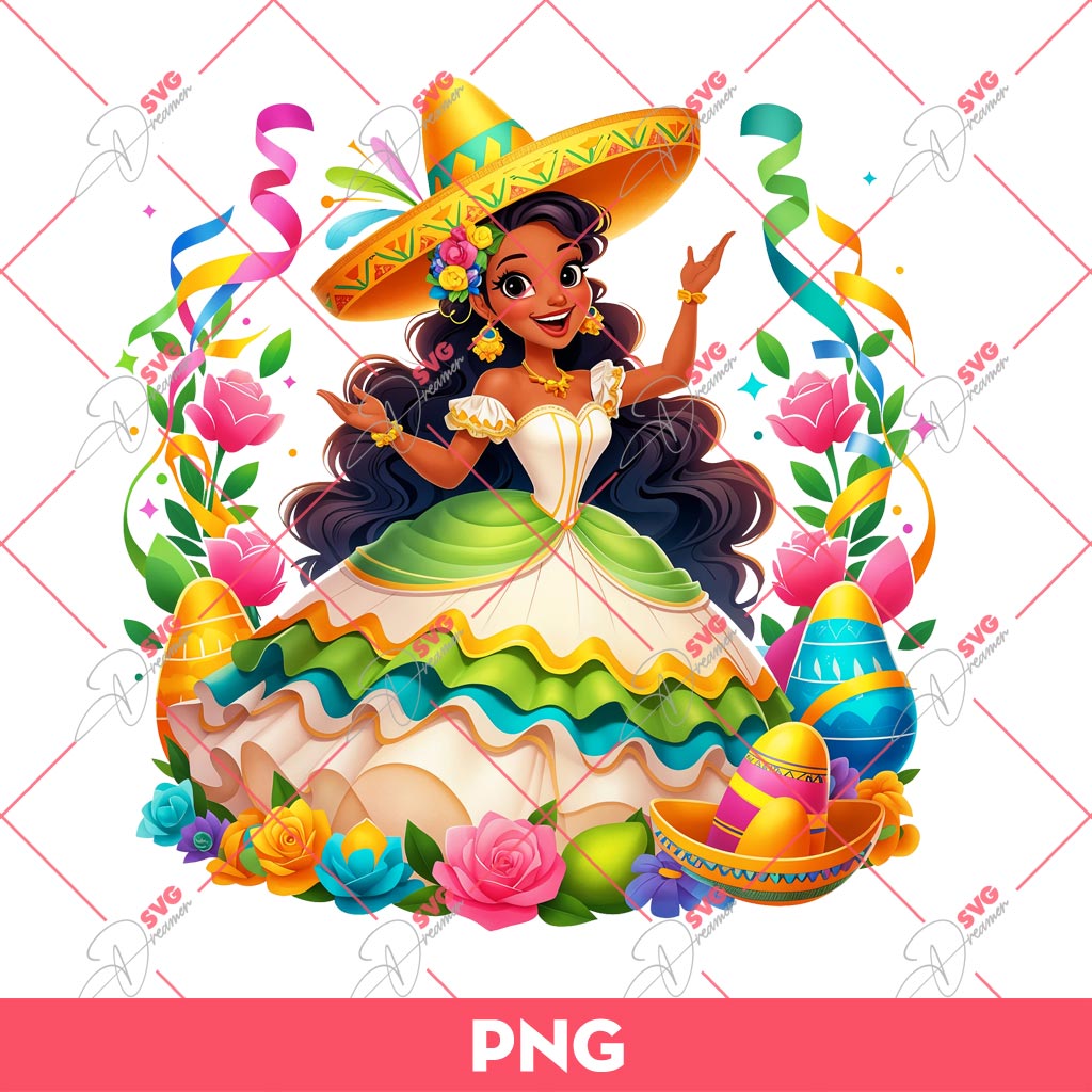 Tiana Princess Cinco De Mayo PNG, Tiana Mexico Festival PNG