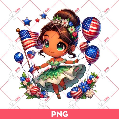 Tiana Princess Independence Day PNG, 04th Of July Disney Princess PNG
