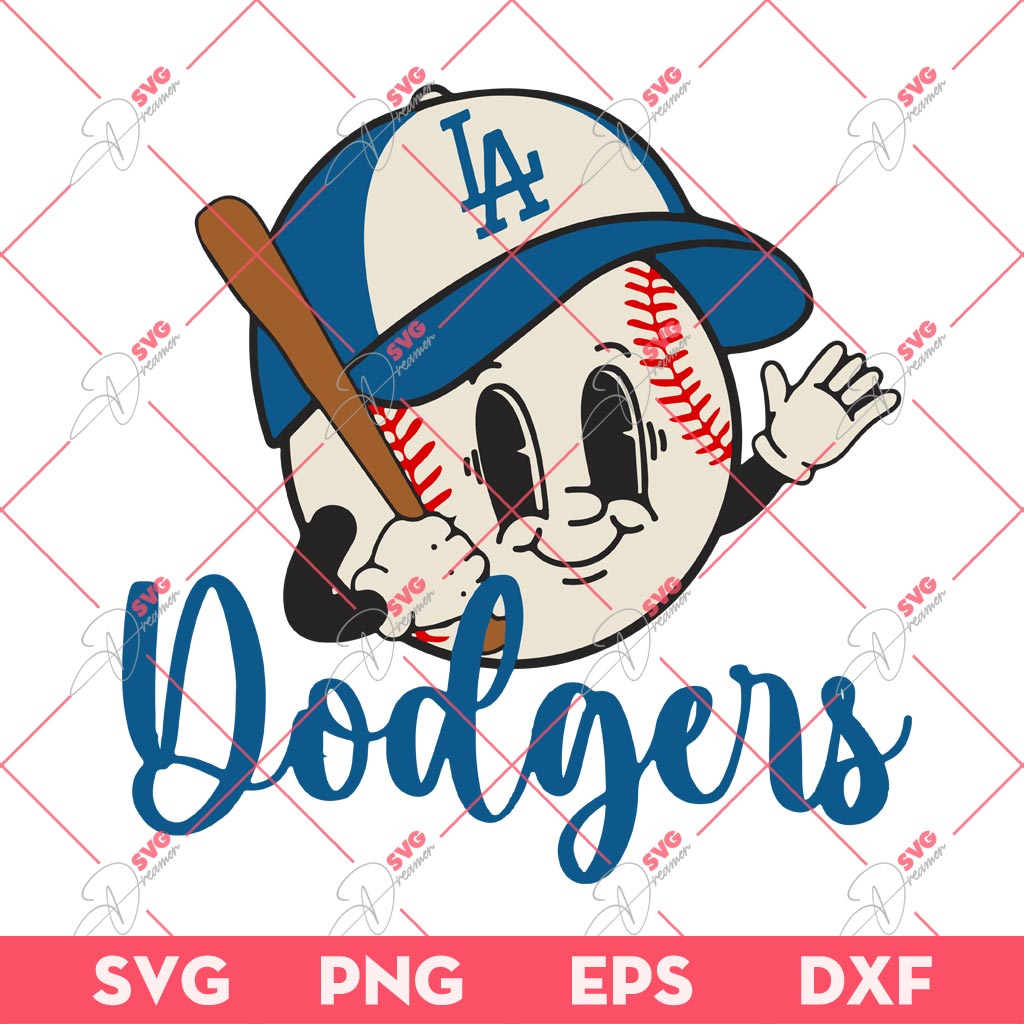 Vintage LA Dodgers Smiley Face SVG PNG, Los Angeles Dodgers Baseball Face SVG PNG