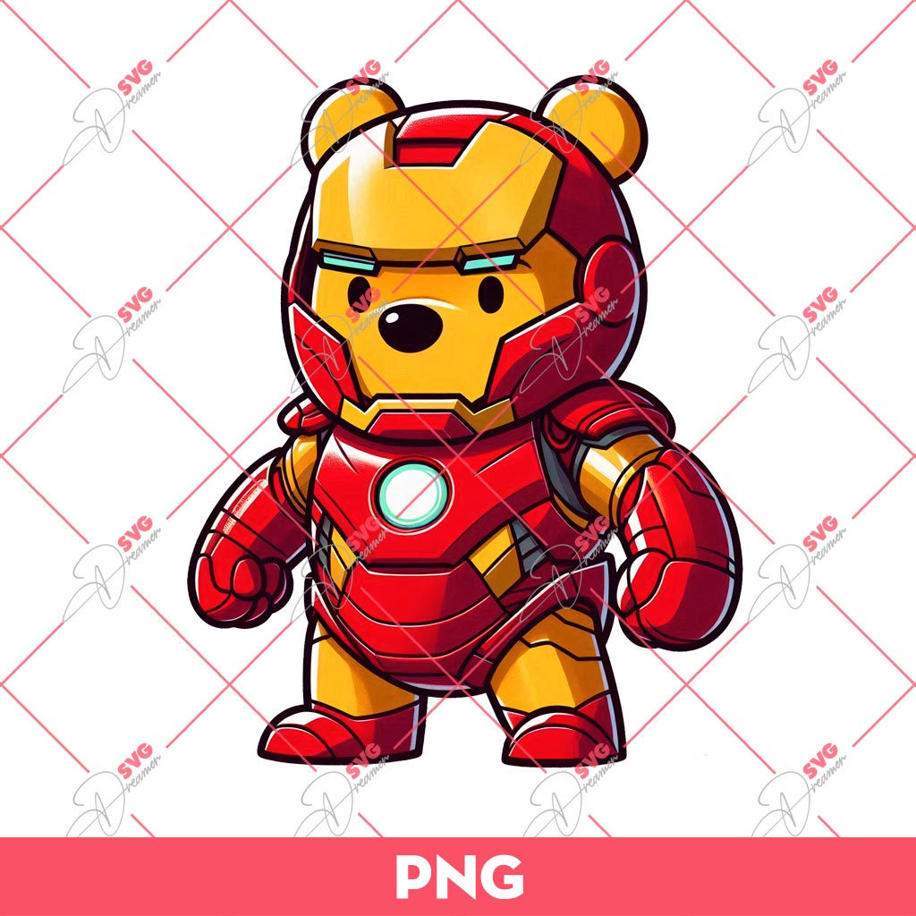 Winnie The Pooh Avengers Superhero Iron-man PNG, Iron Man Pooh Bear PNG