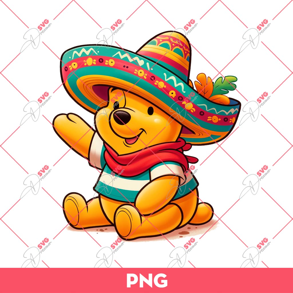 Winnie The Pooh Cinco De Mayo PNG, Pooh Bear Mexican PNG, Pooh Mexico Festival PNG