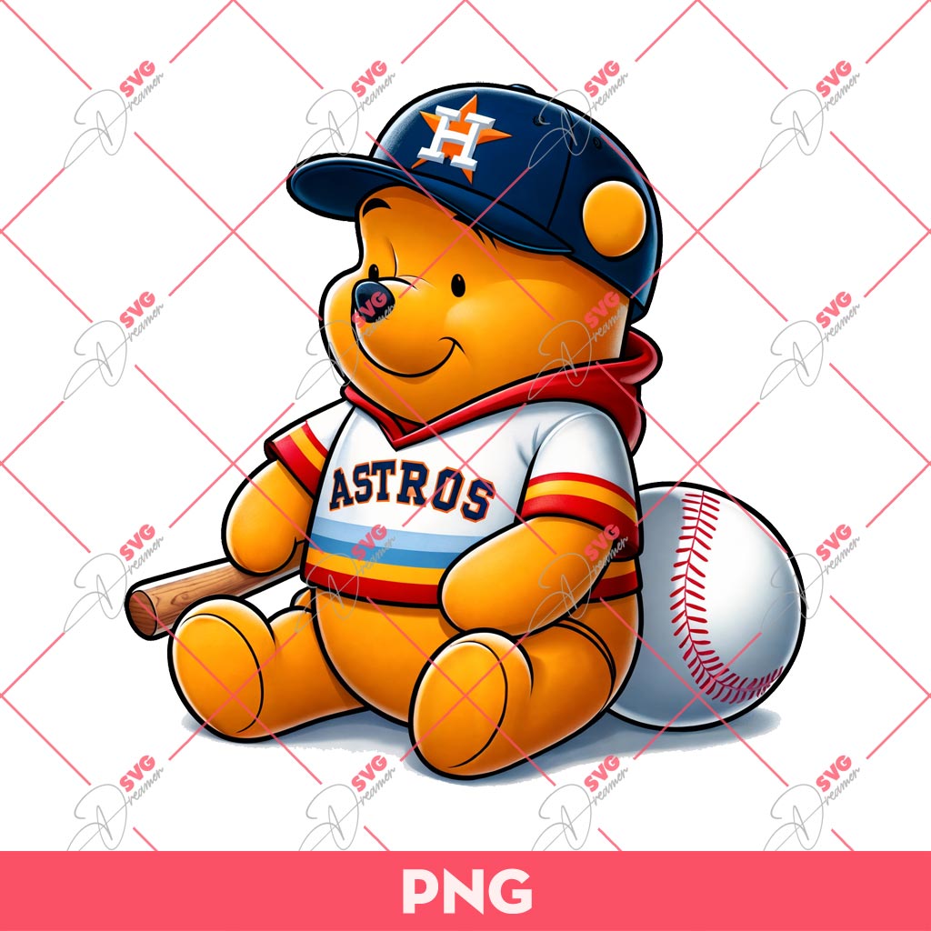Winnie The Pooh Houston Astros Baseball PNG, Pooh Bear Astros PNG, Winnie The Pooh Baseball PNG