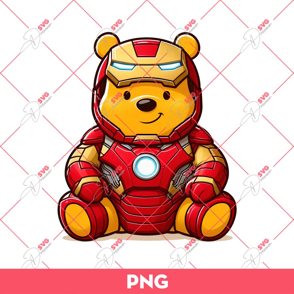 Winnie The Pooh Iron Man PNG, Pooh Bear Avengers Superhero PNG