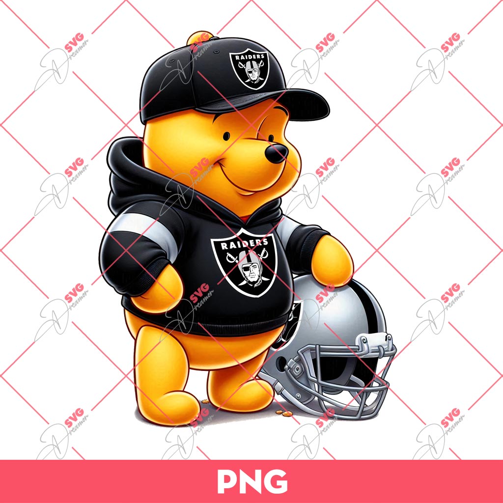 Winnie The Pooh Las Vegas Raiders PNG, Pooh Bear NFL Foolball PNG, Pooh Raiders PNG