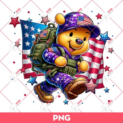 Winnie The Pooh Military PNG, Military Child Month PNG, Proud Military PNG