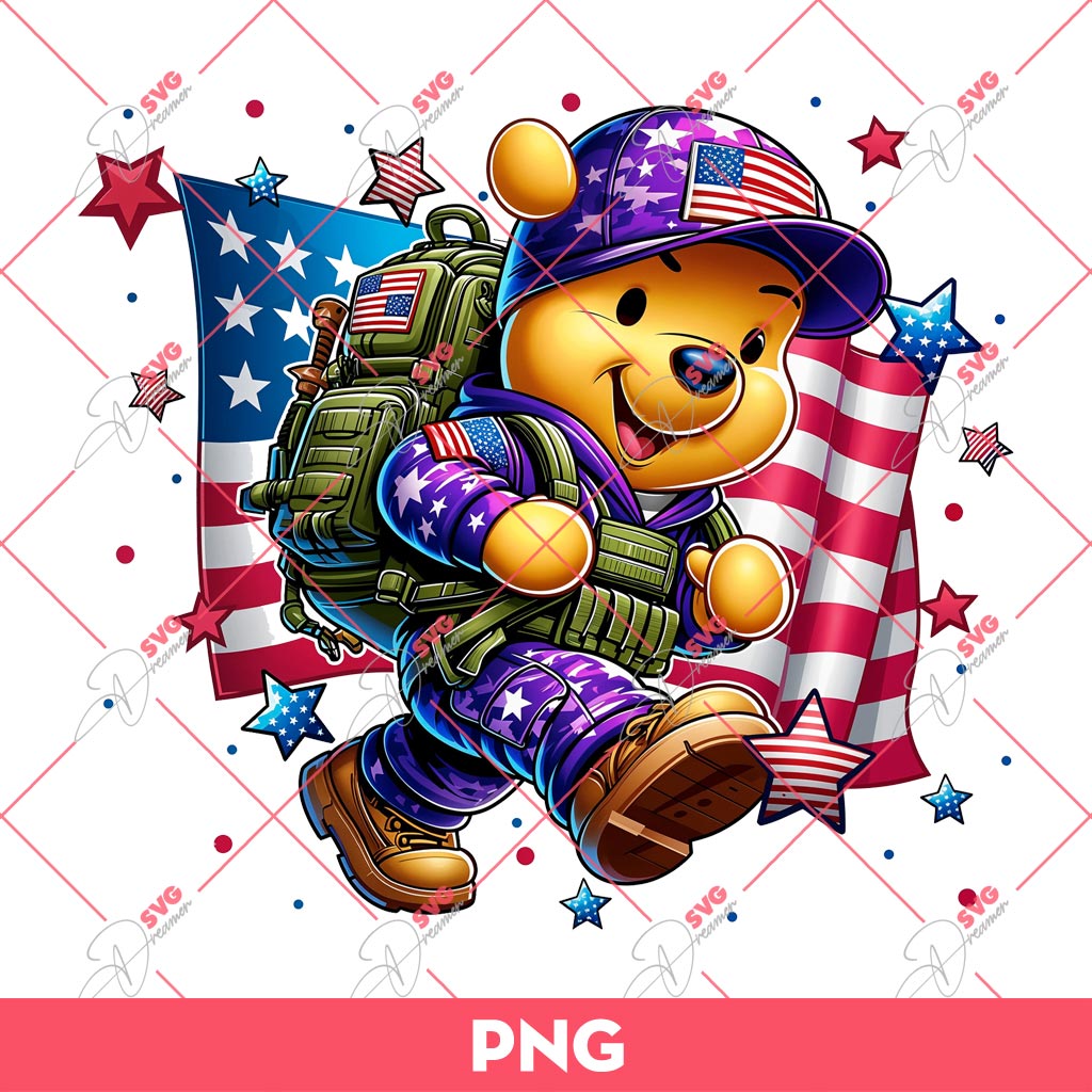 Winnie The Pooh Military PNG, Military Child Month PNG, Proud Military PNG