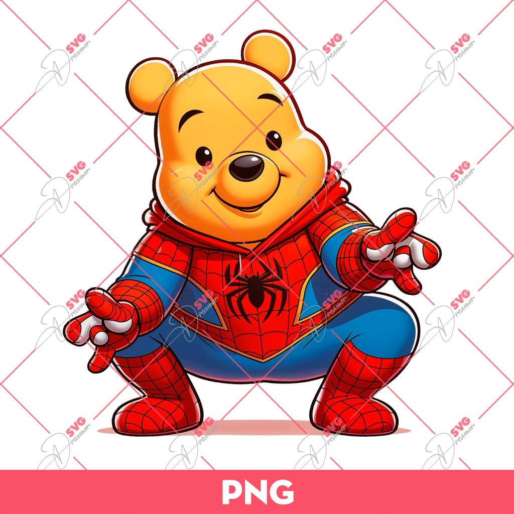Winnie The Pooh Spiderman PNG, Pooh Bear Superhero PNG
