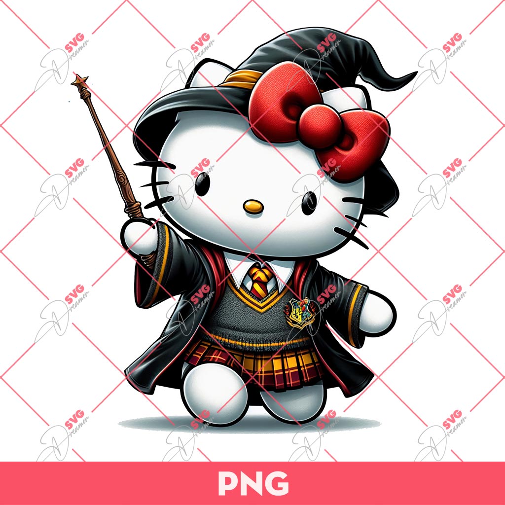 Witch Hello Kitty Hogwarts PNG, Harry Potter Kitty PNG