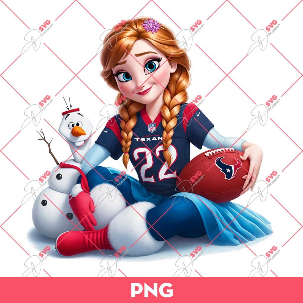 Anna Frozen Houston Texans PNG, Disney Princess NFL Football PNG
