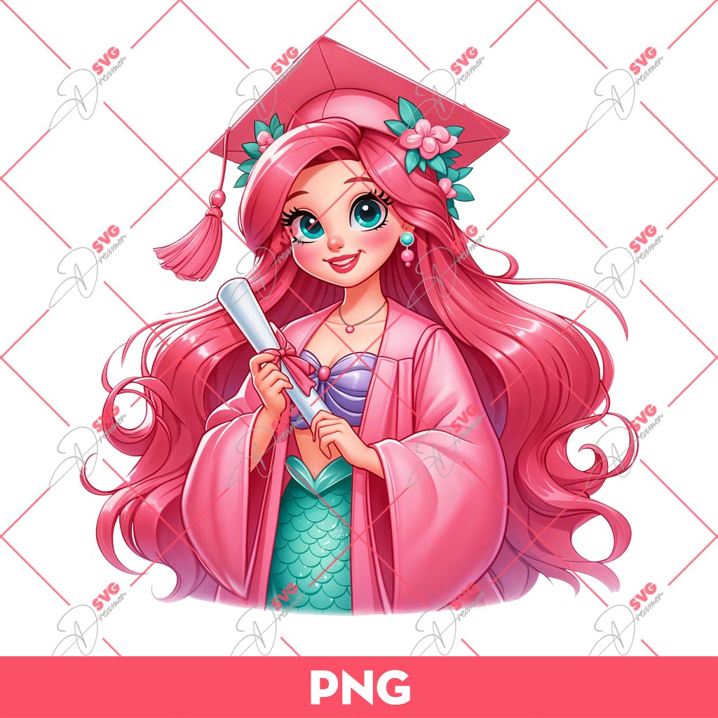 Ariel Mermaid Graduate PNG, Senior Class Of 2024 PNG, Graduation 2024 PNG