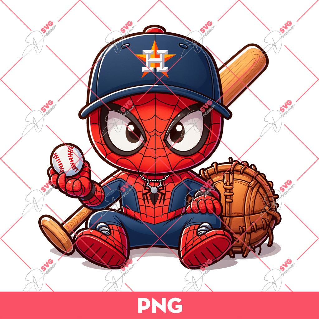 Astros Spiderman PNG, Superhero Spiderman Houston Astros Baseball PNG