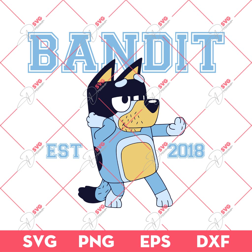 Bandit Heeler EST 2018 SVG PNG, Bluey EST 2018 SVG PNG EPS DXF