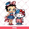 Betty Boop And Hello Kitty US Flag PNG, Independence Day PNG, 04th Of July PNG