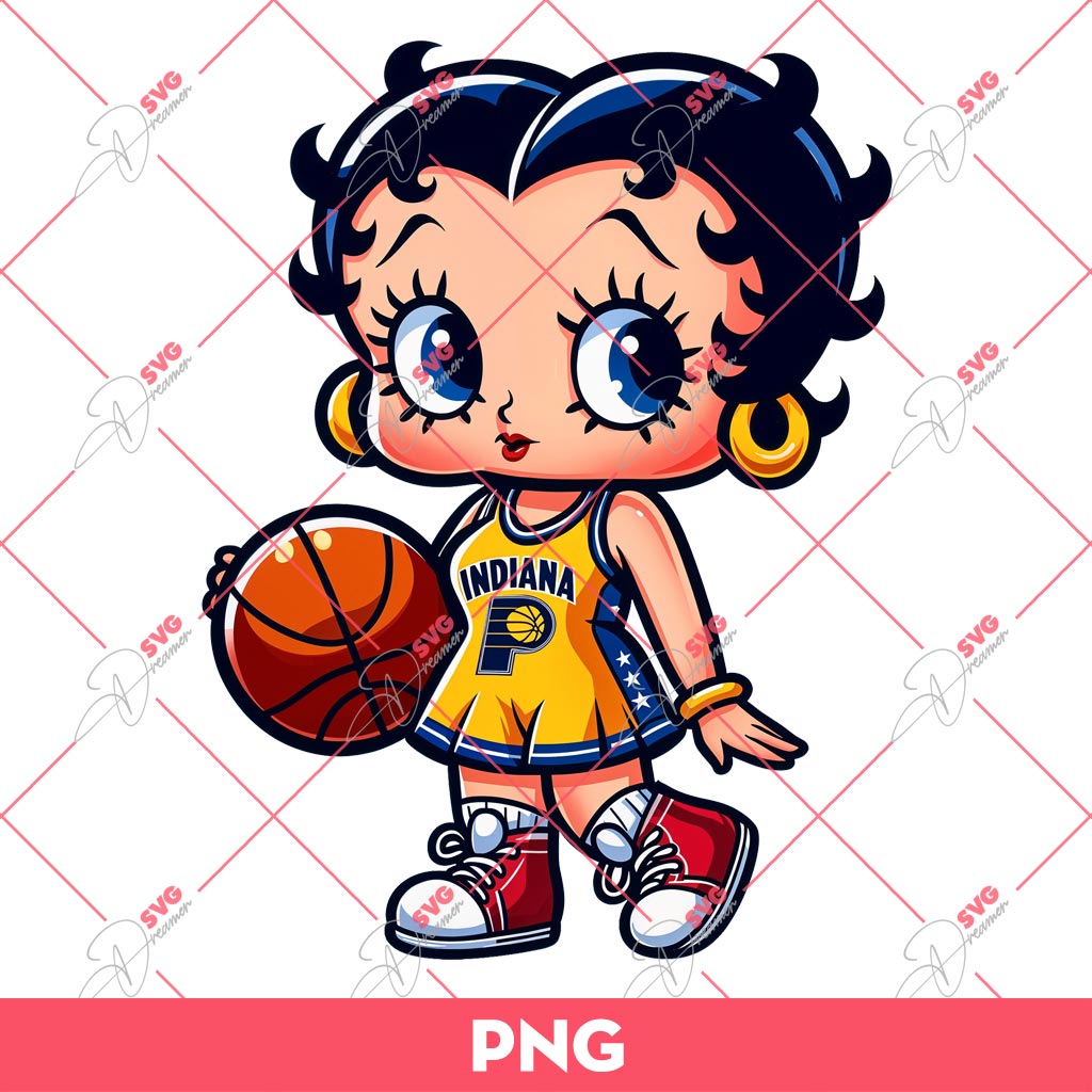 Betty Boop Indiana Pacers PNG, Cute Betty Boop Basketball PNG