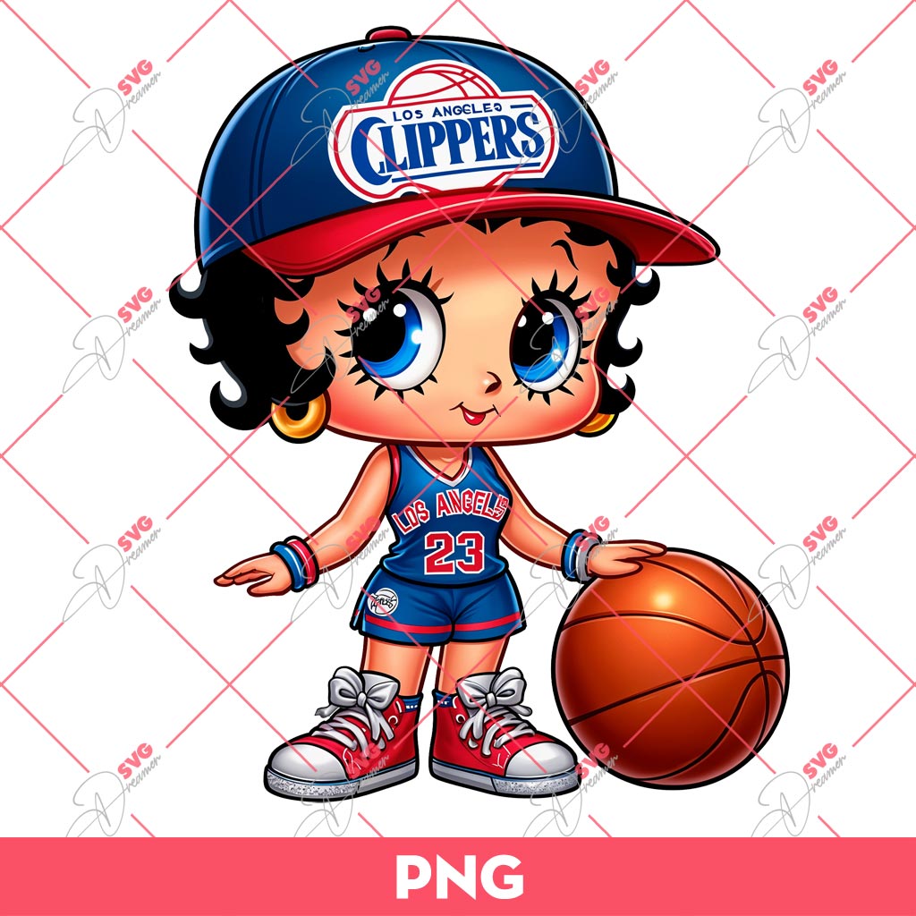 Betty Boop Los Angeles Clippers PNG, Cute Betty Boop Basketball PNG