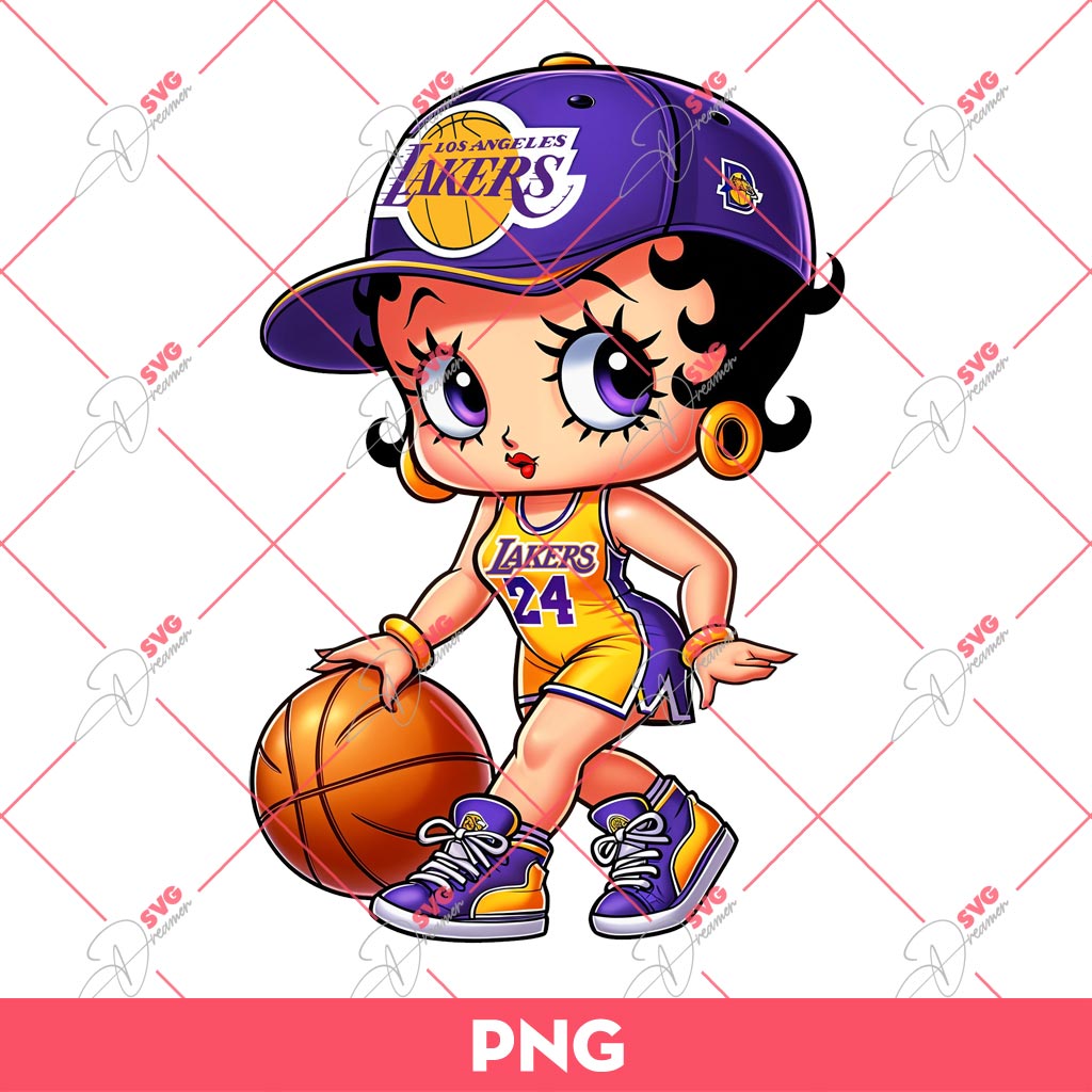 Betty Boop Los Angeles Lakers PNG, Cute Betty Boop Basketball PNG