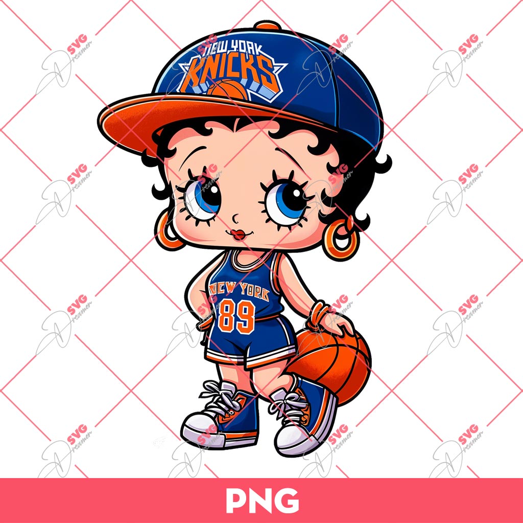 Betty Boop New York Knicks PNG, Cute Betty Boop Basketball PNG