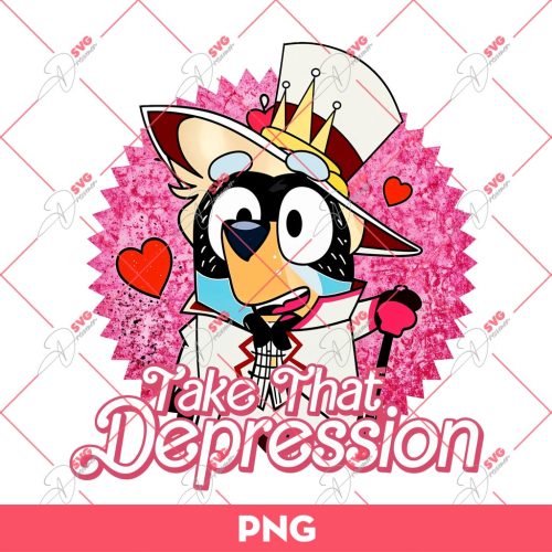 Bluey Bandit Hazbin Hotel PNG, Take That Depression Hazbin Hotel PNG