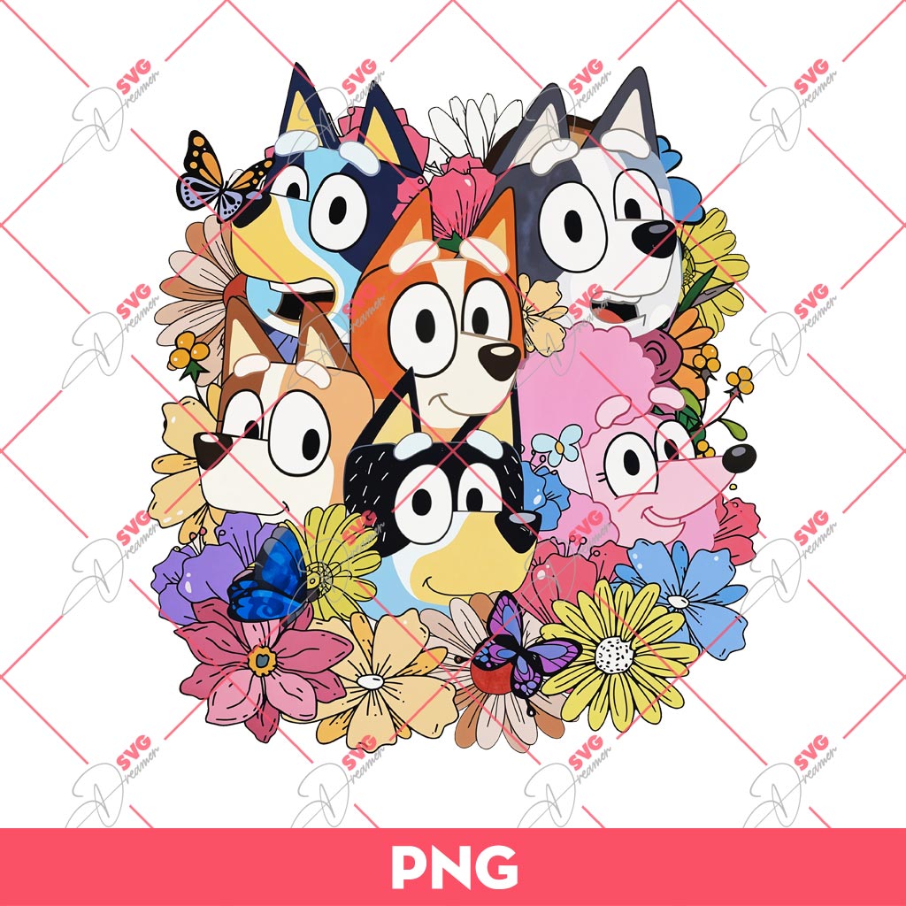 Bluey Friends Flower PNG, Bluey Muffin Bingo PNG