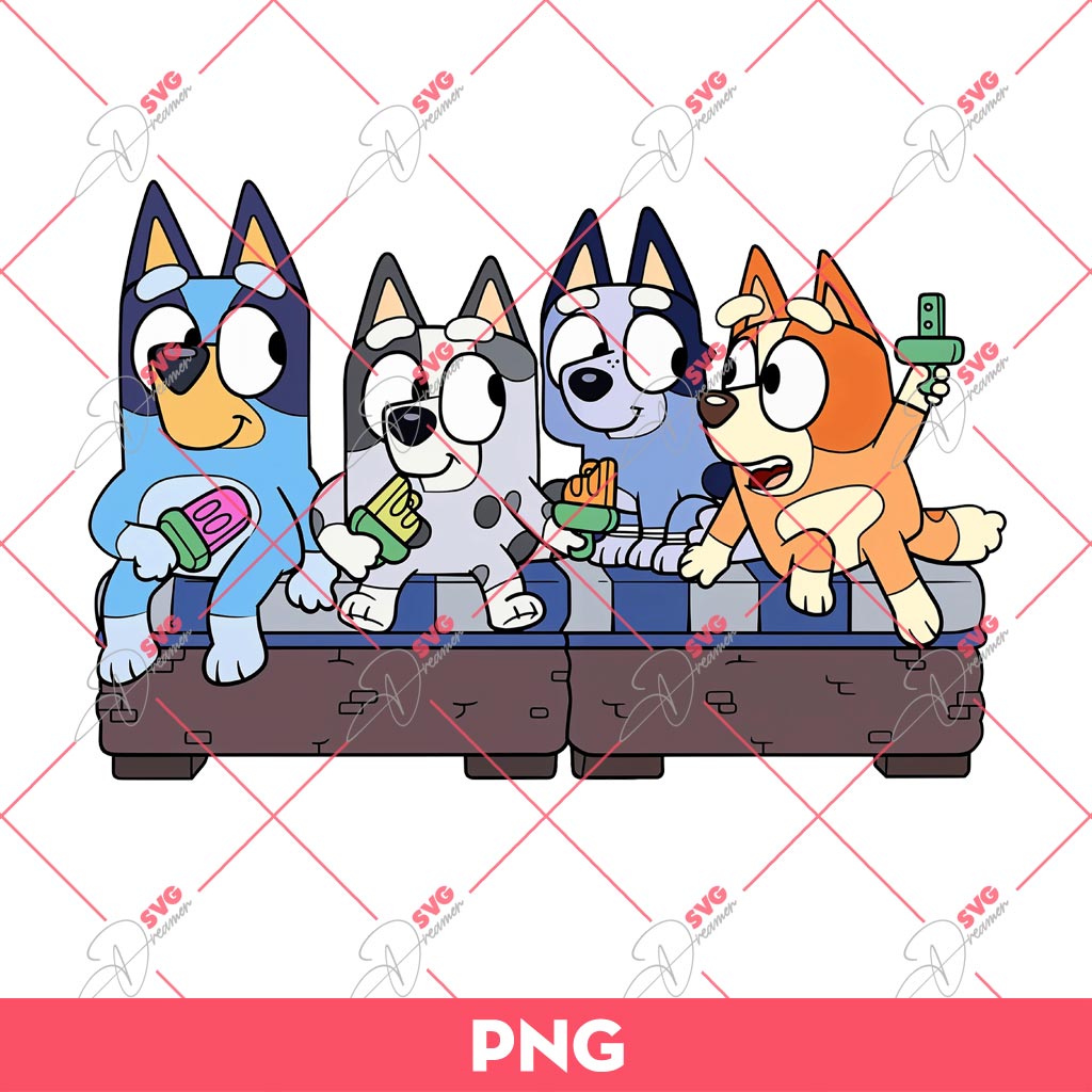 Bluey Friends PNG, Bluey Bandit Heeler Bingo Muffin PNG