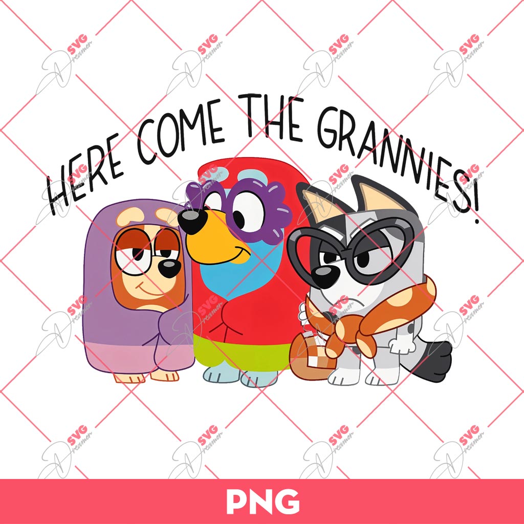 Bluey Here Come The Grannies PNG