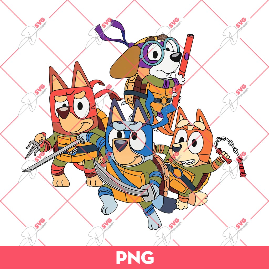 Bluey Ninja Turtles PNG, Bluey And Friends Turtle PNG, Bluey PNG
