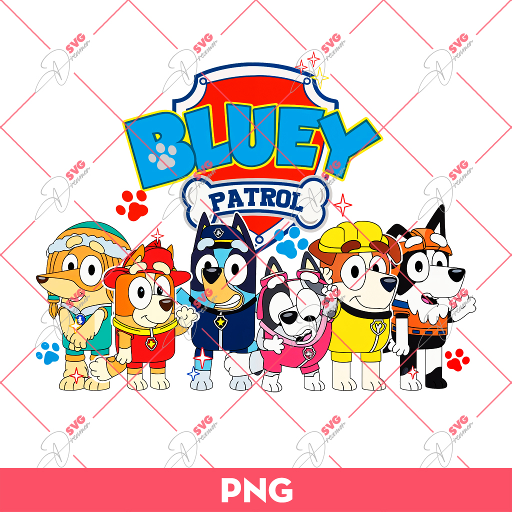 Bluey Patrol PNG, Paw Patrol Bluey PNG