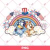 Bluey Rainbow Celelebrate Independence Day PNG, Bluey America PNG, Bluey 04th Of July PNG
