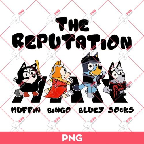 Bluey The Reputation Album PNG, Muffin Bingo Bluey Socks PNG, Bluey Taylor Swift Album PNG