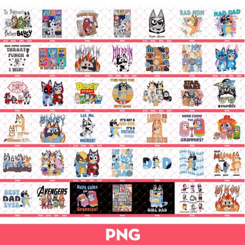 Bundle Bluey And Friends SVG PNG, Bundle Bluey Bingo Muffin SVG PNG (Over 40 Designs)