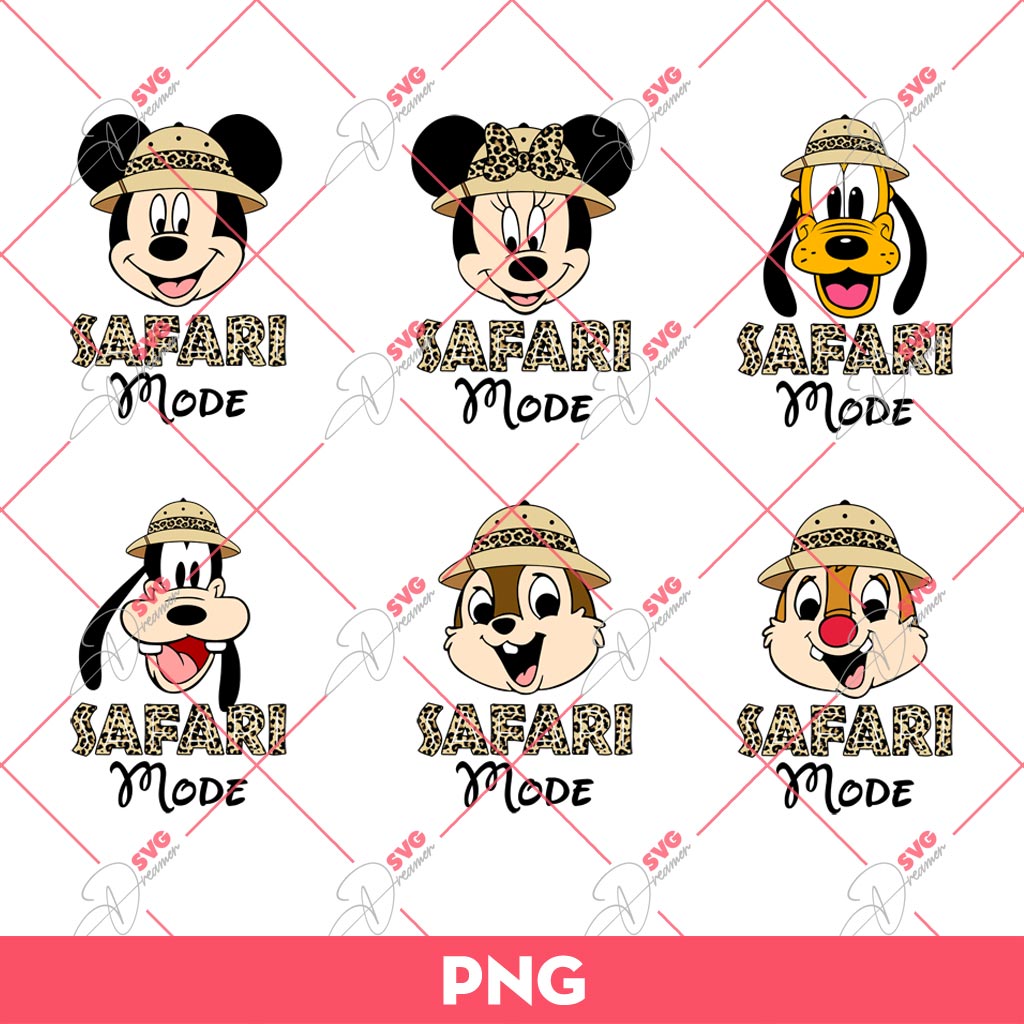 Bundle Disney Safari Mode PNG, Mickey Minnie And Friend Safari Mode Bundle PNG