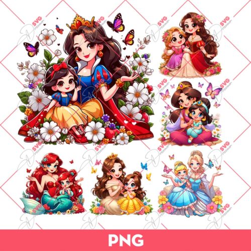 Bundle Mom And Princess PNG, Mothers Day Gift PNG