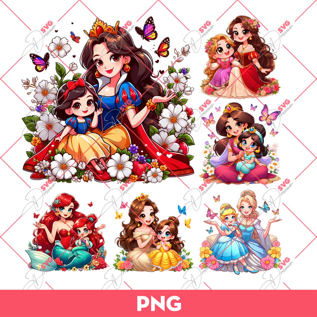 Bundle Mom And Princess PNG, Mothers Day Gift PNG