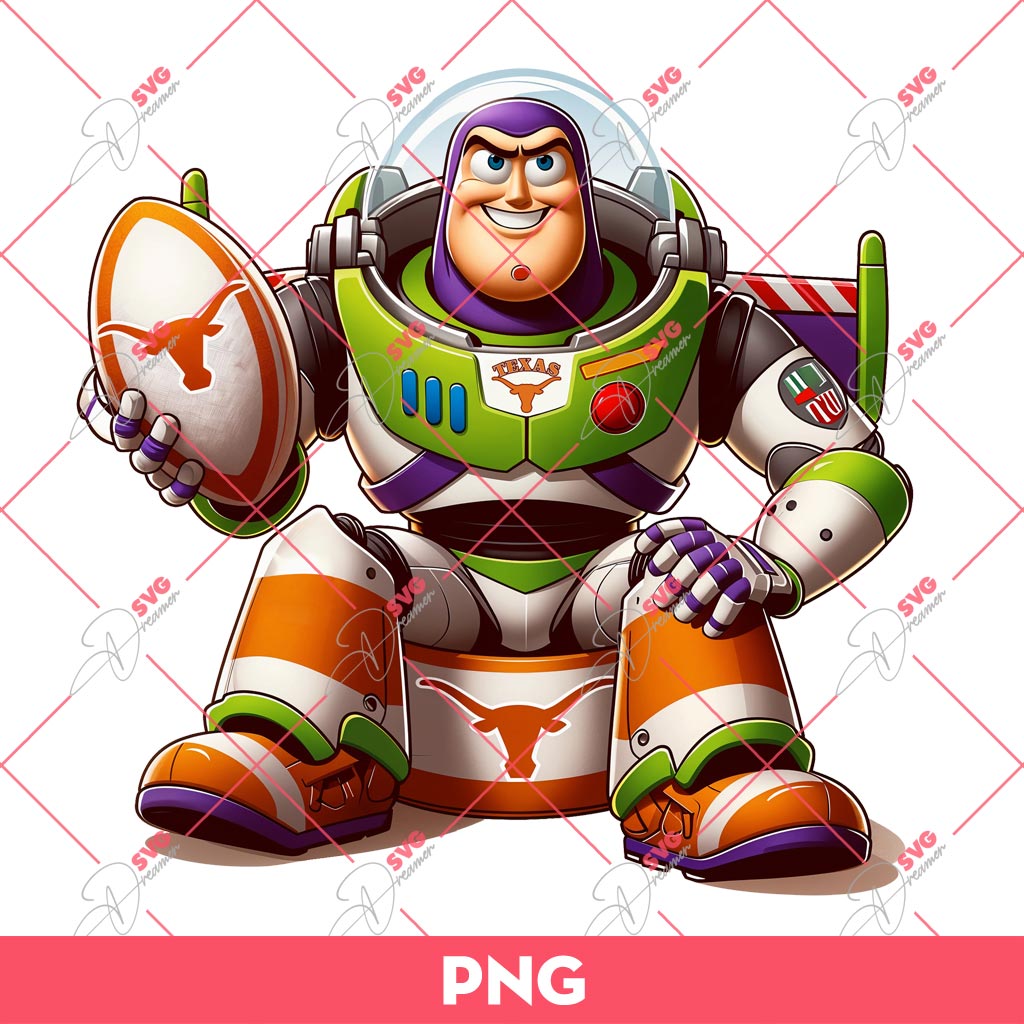 Buzz Lightyear Texas Longhorns Football PNG, Toy Story Football PNG