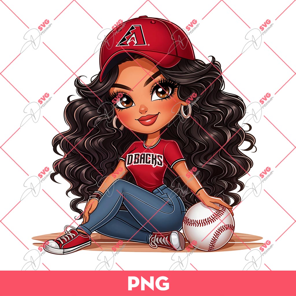 Chicana Girl Arizona Diamondbacks PNG, Latina Girl Baseball PNG