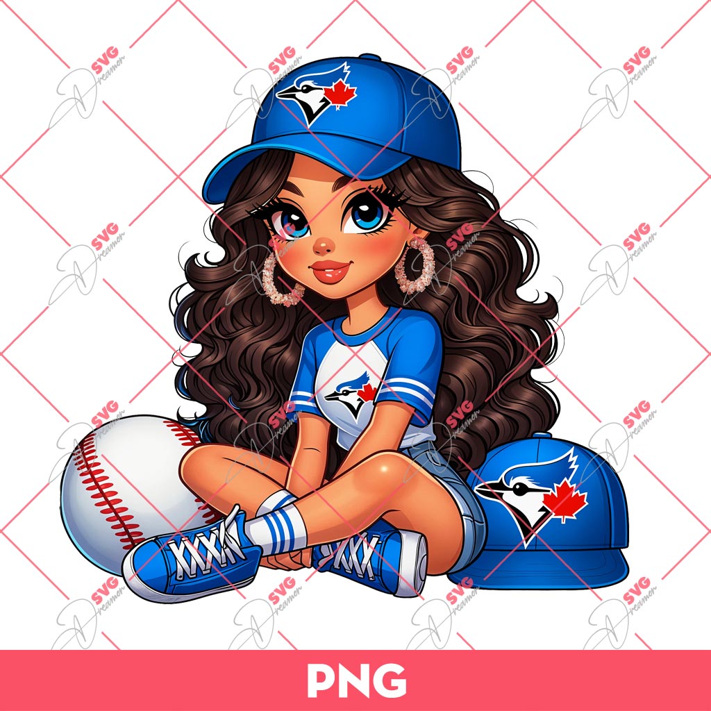 Chicana Girl Blue Jays Baseball PNG, Latina Girl Toronto Blue Jays PNG
