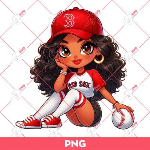 Chicana Girl Boston Red Sox PNG, Cute Latina Girl Boston Red Sox Baseball PNG