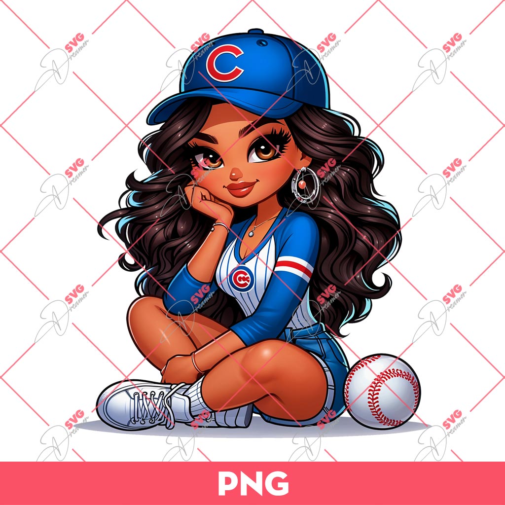 Chicana Girl Chicago Cubs PNG, Cute Latina Girl Chicago Cubs PNG, Chicana Girl Baseball PNG