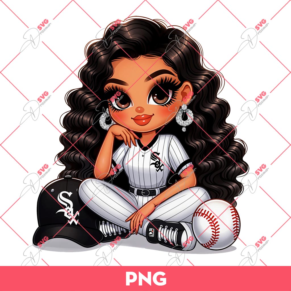 Chicana Girl Chicago White Sox PNG, Latina Girl White Sox Baseball PNG