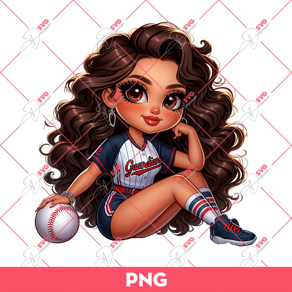 Chicana Girl Cleveland Guardians PNG, Latina Girl Baseball PNG