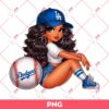 Chicana Girl LA Dodgers PNG, Cute Latina Girl Los Angeles Dodgers PNG, Chicana Girl Baseball PNG