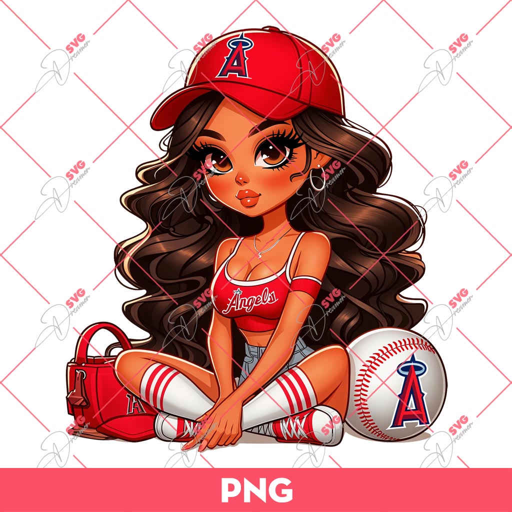 Chicana Girl Los Angeles Angels PNG, Latina Girl Baseball PNG