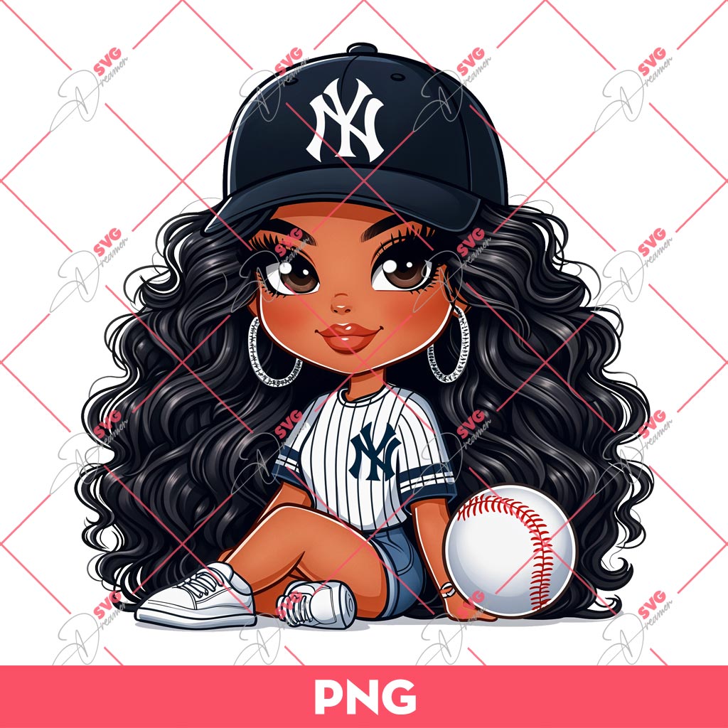 Chicana Girl NY Yankees PNG, Cute Latina Girl New York Yankees PNG, Chicana Girl Baseball PNG