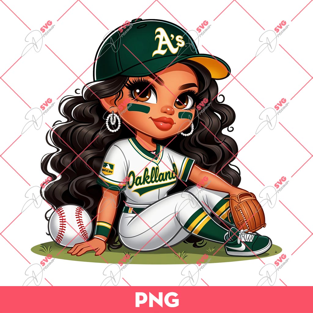 Chicana Girl Oakland Athletics PNG, Latina Girl Baseball PNG